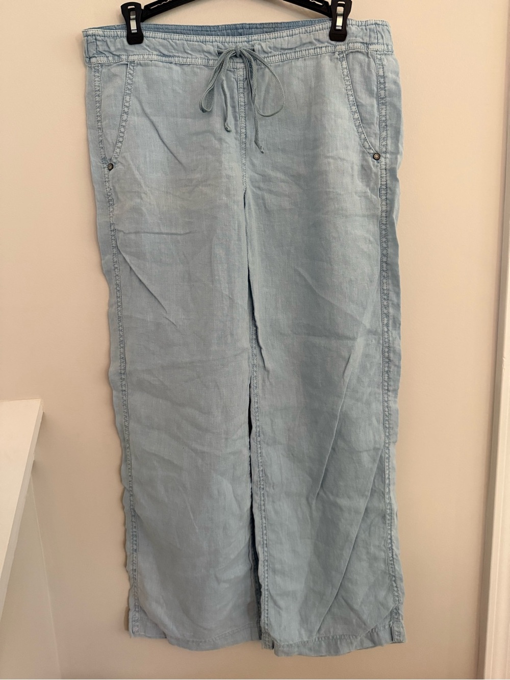 Michael Stars Light Blue Wide-Leg Drawstring Pants